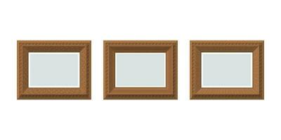 Set of empty wooden frames. Isolated. Flat style. vector