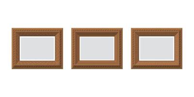 Set of empty wooden frames. Isolated. Flat style. vector