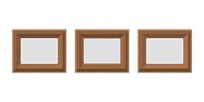 Set of empty wooden frames. Isolated. Flat style. vector