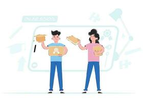 hombre y mujer estudiantes. el concepto de educación, graduación y educación. vector