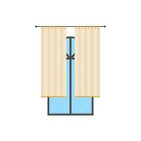 Large window with curtain. Isolated. Flat style. vector
