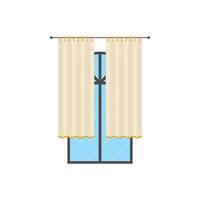 Large window with curtain. Isolated. Flat style. vector