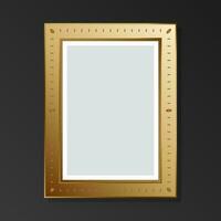 Golden vintage empty picture on black background. Flat style. vector