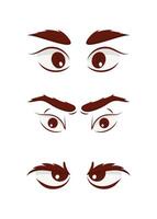 Set of eyes in flat style. Isolated on white background. Vector illustration.