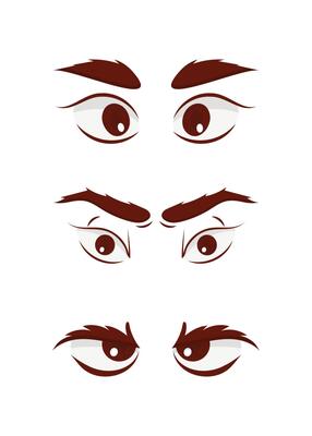 Set of eyes in flat style. Isolated on white background. Vector illustration.