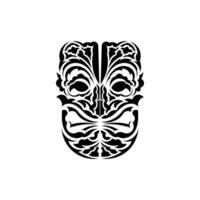 The face of a viking or orc. Traditional totem symbol. Hawaiian style. Vector illustration isolated on white background.