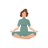 Woman Meditates. Isolated on white background. Cartoon style. vector