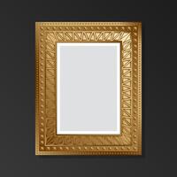 In golden style, an empty picture on a black background. Flat style. vector