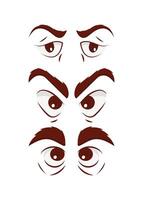 Set of eyes in flat style. Vector illustration. Isolated on white background.