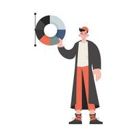 A man stands in full growth with a color wheel. Isolated. Element for presentations, sites. vector
