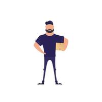 The guy with the box. Delivery concept. Isolated on white background. illustration. vector