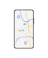 móvil teléfono con digital GPS navegación. mapa con punto. móvil GPS navegación aplicación en toque pantalla teléfono inteligente para sitios web, pancartas vector