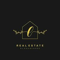 letter L handwritten Real estate logo concept. Feminine style Handwritten alphabet with floral in the logo template. Letters and Alphabet for your logo design. vector