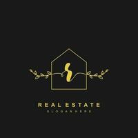 letter R handwritten Real estate logo concept. Feminine style Handwritten alphabet with floral in the logo template. Letters and Alphabet for your logo design. vector