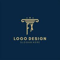 FX monogram initial logo with pillar and stars, best design for legal firm vector