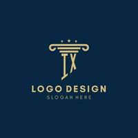 IX monogram initial logo with pillar and stars, best design for legal firm vector