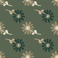 Naive flower seamless pattern. Cute floral endless background. vector