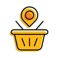 shopping market places yellow outline ecommerce Icon button vector