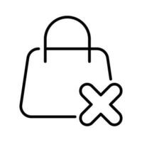 shopping bag basket cross thin line outline Icon button vector