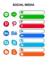 social line pinterest behance skype blogger Icon button template vector