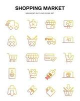 shopping market ecommerce user interface gradient outline Icon button vector