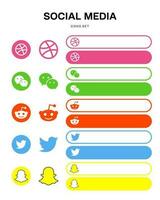 social media dribbble wechat twitter snapchat Icon button template vector