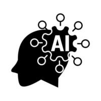 artificial intelligent human brain user interface black Icon button vector
