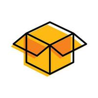 open box package yellow outline ecommerce Icon button vector