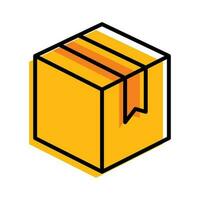 box package close yellow outline ecommerce Icon button vector