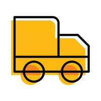 camión embalaje entregar amarillo contorno comercio electrónico icono botón vector