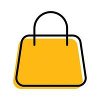 shopping bag yellow outline ecommerce Icon button vector