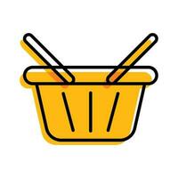 shopping basket bag yellow outline ecommerce Icon button vector