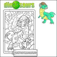 prehistoric dinosaur pachycephalosaurus, coloring book vector