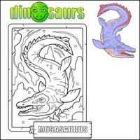 prehistoric dinosaur mosasaurus coloring book vector