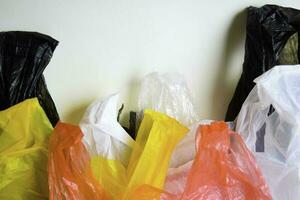 Say No To Plastic Bags - No More Plastic Concept isolated white background photo