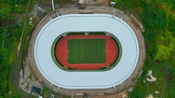 Aerial view of new football stadium for upcomming Indonesia Team. Banten International Stadium in the Serang. Banten, Indonesia, February 26, 2022 photo