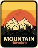 Mountain Outdoor Adventure Label Vector Illustration Retro Vintage Badge Sticker And T-shirt Design Pro Vector