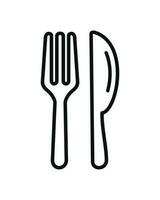 tenedor y cuchillo, comer, restaurante, comida icono aislado en blanco antecedentes vector