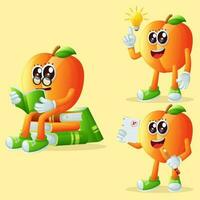 Cute apricot characters being clever vector