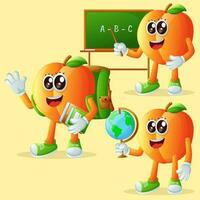 Cute apricot characters in education vector