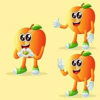 Cute apricot characters making playful hand signs vector