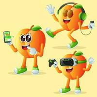 Cute apricot characters and technology vector