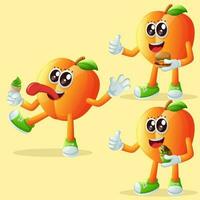 Cute apricot characters enjoying food vector