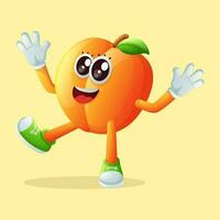 Cute apricot character smiling with a happy expression vector