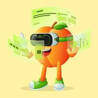 Cute apricot character in metaverse vector