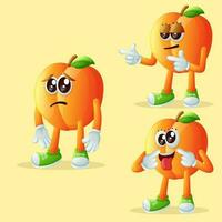 Cute apricot characters with different facial expressions vector