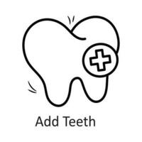 añadir dientes vector contorno icono diseño ilustración. dentista símbolo en blanco antecedentes eps 10 archivo