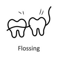 Flossing vector outline Icon Design illustration. Dentist Symbol on White background EPS 10 File