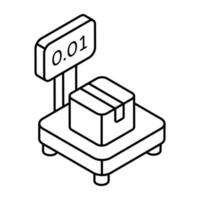 Conceptual linear design icon of parcel weighing vector