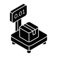 Conceptual solid design icon of parcel weighing vector